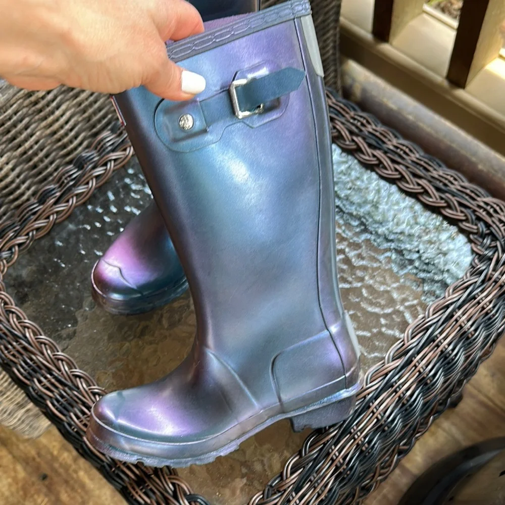 Hunter Multicolor Shimmer iridescent Boots size 3 - Picture 3 of 5